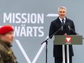 Am 26. Oktober 2024 hielt Bundeskanzler Karl Nehammer (im Bild) im Rahmen der Angelobung der Rekrutinnen und Rekruten des österreichischen Bundesheeres auf dem Wiener Heldenplatz eine Rede zum Österreichischen Nationalfeiertag.